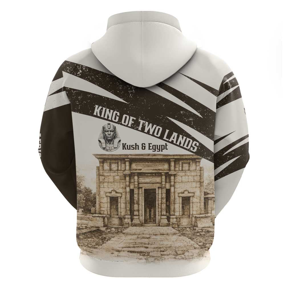 Taharqa Hoodie with Ancient Map Illustration, King of Two Lands Title and Kush Egypt Temple - African Pride