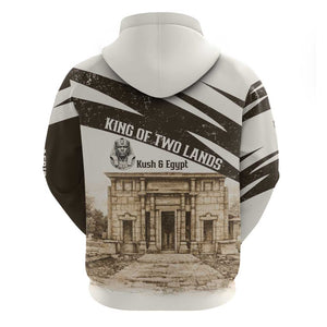 Taharqa Hoodie with Ancient Map Illustration, King of Two Lands Title and Kush Egypt Temple - African Pride