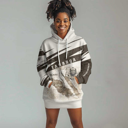 Taharqa Hoodie Dress with Ancient Map Illustration, King of Two Lands Title and Kush Egypt Temple - African Pride