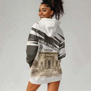 Taharqa Hoodie Dress with Ancient Map Illustration, King of Two Lands Title and Kush Egypt Temple - African Pride