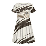 Taharqa Kid Short Sleeve Dress with Ancient Map Illustration, King of Two Lands Title and Kush Egypt Temple - African Pride