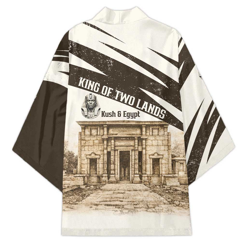 Taharqa Kimono with Ancient Map Illustration, King of Two Lands Title and Kush Egypt Temple - African Pride