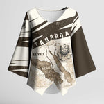 Taharqa Kimono Sleeve Blouse with Ancient Map Illustration, King of Two Lands Title and Kush Egypt Temple - African Pride