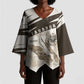 Taharqa Kimono Sleeve Blouse with Ancient Map Illustration, King of Two Lands Title and Kush Egypt Temple - African Pride