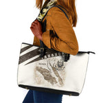 Taharqa Leather Tote Bag with Ancient Map Illustration, King of Two Lands Title and Kush Egypt Temple - African Pride