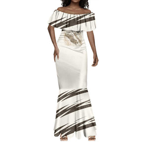 Taharqa Mermaid Dress with Ancient Map Illustration, King of Two Lands Title and Kush Egypt Temple - African Pride