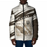 Taharqa Padded Jacket with Ancient Map Illustration, King of Two Lands Title and Kush Egypt Temple - African Pride