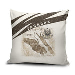 Taharqa Pillow Cover with Ancient Map Illustration, King of Two Lands Title and Kush Egypt Temple - African Pride