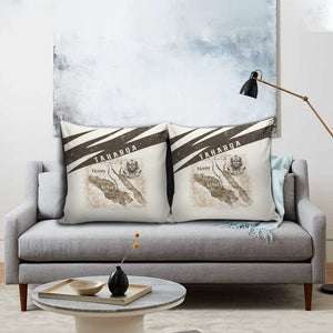 Taharqa Pillow Cover with Ancient Map Illustration, King of Two Lands Title and Kush Egypt Temple - African Pride