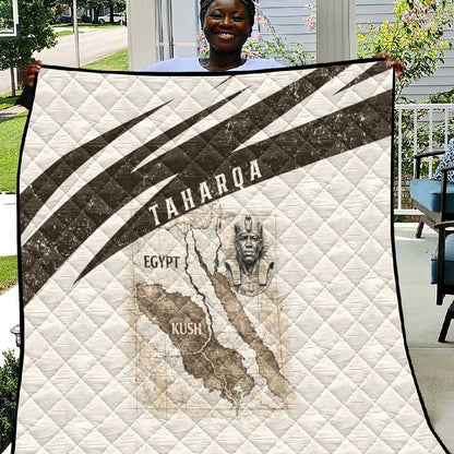 Taharqa Quilt with Ancient Map Illustration, King of Two Lands Title and Kush Egypt Temple - African Pride