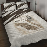 Taharqa Quilt Bed Set with Ancient Map Illustration, King of Two Lands Title and Kush Egypt Temple - African Pride