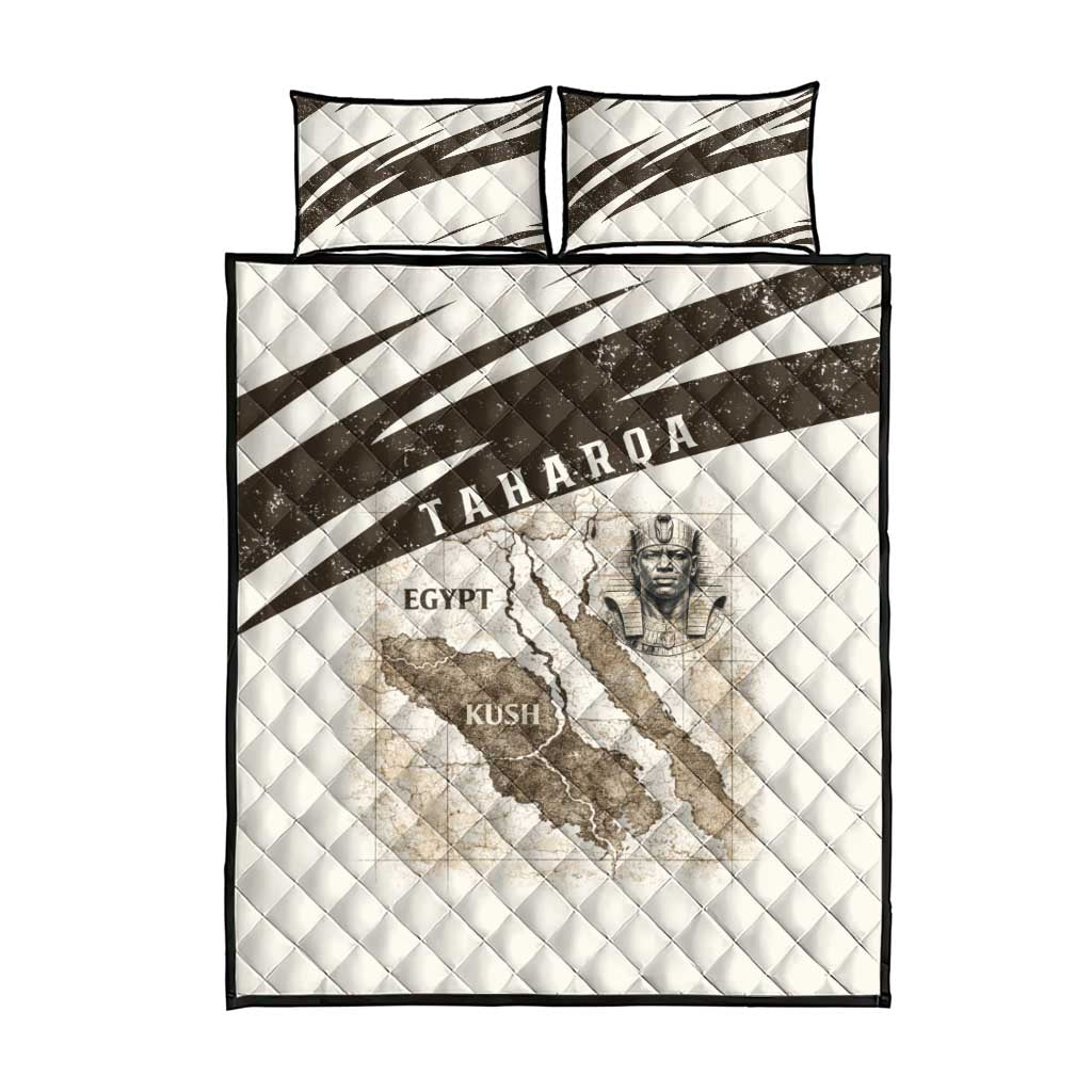 Taharqa Quilt Bed Set with Ancient Map Illustration, King of Two Lands Title and Kush Egypt Temple - African Pride