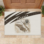 Taharqa Rubber Doormat with Ancient Map Illustration, King of Two Lands Title and Kush Egypt Temple - African Pride