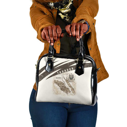 Taharqa Shoulder Handbag with Ancient Map Illustration, King of Two Lands Title and Kush Egypt Temple - African Pride