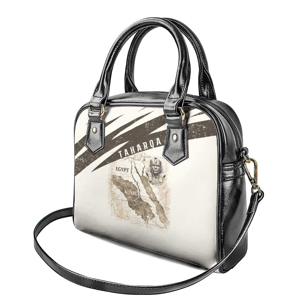 Taharqa Shoulder Handbag with Ancient Map Illustration, King of Two Lands Title and Kush Egypt Temple - African Pride