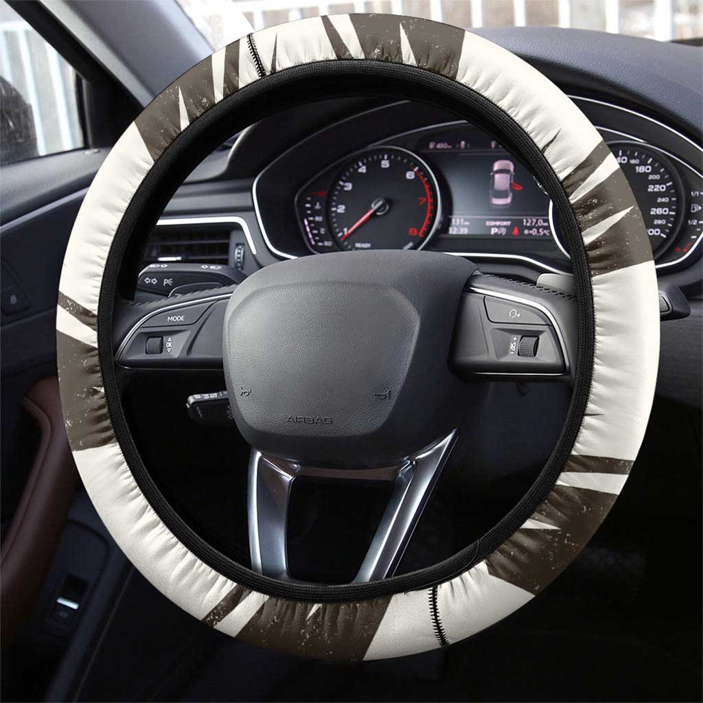 Taharqa Steering Wheel Cover with Ancient Map Illustration, King of Two Lands Title and Kush Egypt Temple - African Pride
