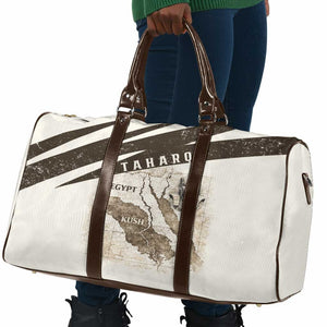 Taharqa Travel Bag with Ancient Map Illustration, King of Two Lands Title and Kush Egypt Temple - African Pride