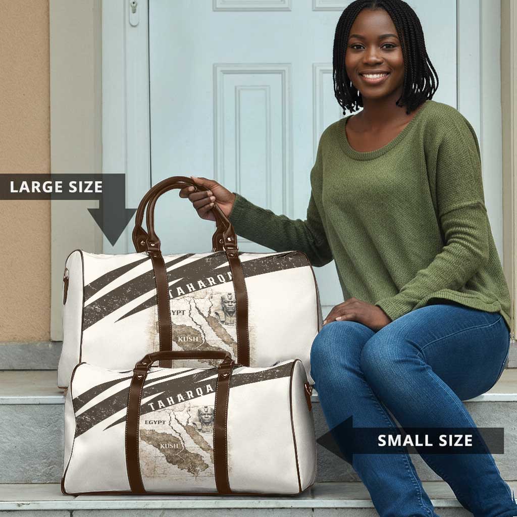 Taharqa Travel Bag with Ancient Map Illustration, King of Two Lands Title and Kush Egypt Temple - African Pride