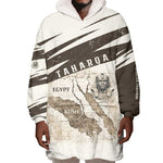 Taharqa Wearable Blanket Hoodie with Ancient Map Illustration, King of Two Lands Title and Kush Egypt Temple - African Pride