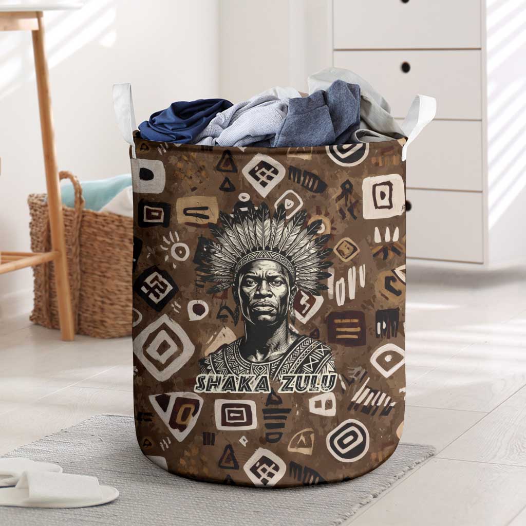 Shaka Zulu Laundry Basket Monochrome Portrait Zulu Kingdom Heritage Unconquered Spirit Warrior Legacy Theme - African Pride