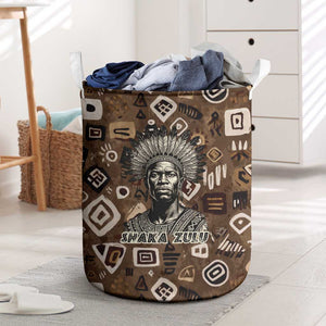 Shaka Zulu Laundry Basket Monochrome Portrait Zulu Kingdom Heritage Unconquered Spirit Warrior Legacy Theme - African Pride