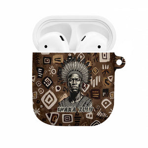 Shaka Zulu AirPods Case Monochrome Portrait Zulu Kingdom Heritage Unconquered Spirit Warrior Legacy Theme - African Pride