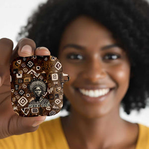 Shaka Zulu AirPods Case Monochrome Portrait Zulu Kingdom Heritage Unconquered Spirit Warrior Legacy Theme - African Pride