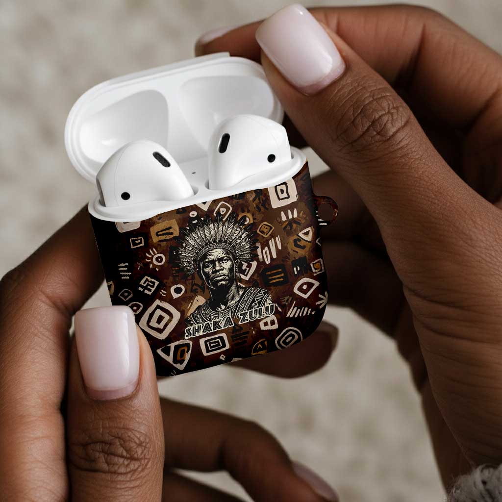 Shaka Zulu AirPods Case Monochrome Portrait Zulu Kingdom Heritage Unconquered Spirit Warrior Legacy Theme - African Pride