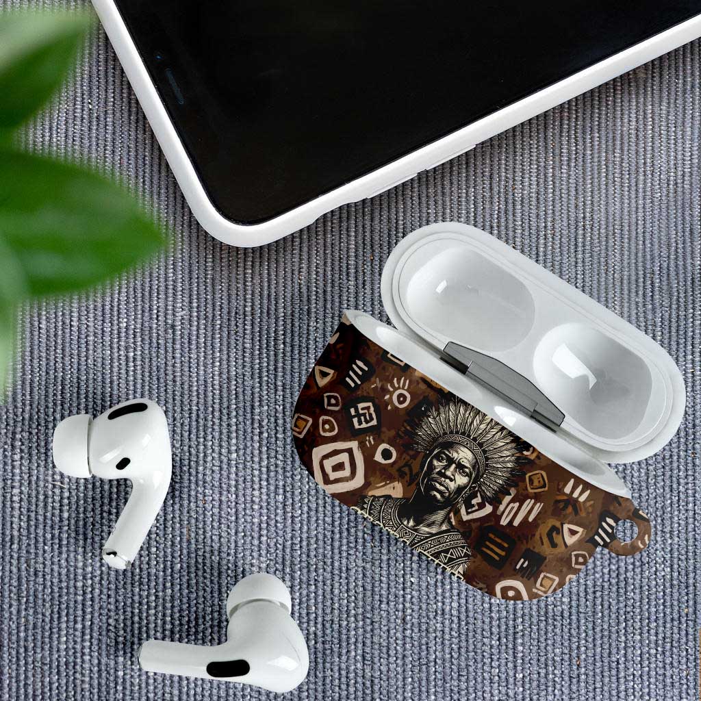 Shaka Zulu AirPods Case Monochrome Portrait Zulu Kingdom Heritage Unconquered Spirit Warrior Legacy Theme - African Pride