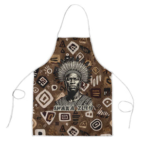 Shaka Zulu Apron Monochrome Portrait Zulu Kingdom Heritage Unconquered Spirit Warrior Legacy Theme - African Pride