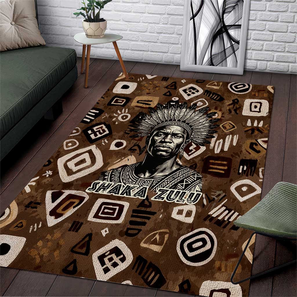 Shaka Zulu Area Rug Monochrome Portrait Zulu Kingdom Heritage Unconquered Spirit Warrior Legacy Theme - African Pride
