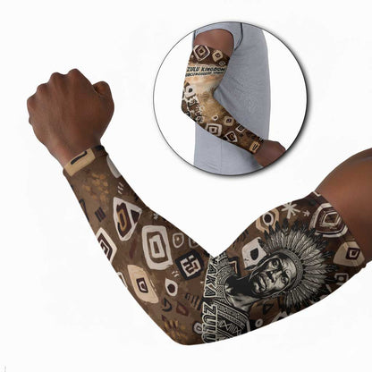Shaka Zulu Arm Sleeves Monochrome Portrait Zulu Kingdom Heritage Unconquered Spirit Warrior Legacy Theme - African Pride