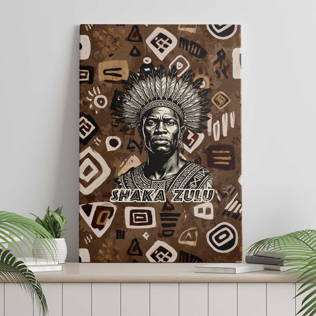 Shaka Zulu Canvas Wall Art Monochrome Portrait Zulu Kingdom Heritage Unconquered Spirit Warrior Legacy Theme - African Pride