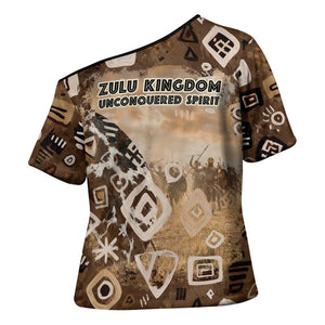 Shaka Zulu Cross Shoulder Shirt Monochrome Portrait Zulu Kingdom Heritage Unconquered Spirit Warrior Legacy Theme - African Pride