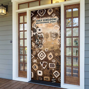 Shaka Zulu Door Cover Monochrome Portrait Zulu Kingdom Heritage Unconquered Spirit Warrior Legacy Theme - African Pride