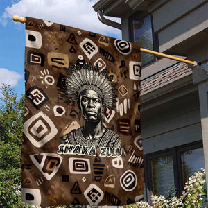 Shaka Zulu Garden Flag Monochrome Portrait Zulu Kingdom Heritage Unconquered Spirit Warrior Legacy Theme - African Pride