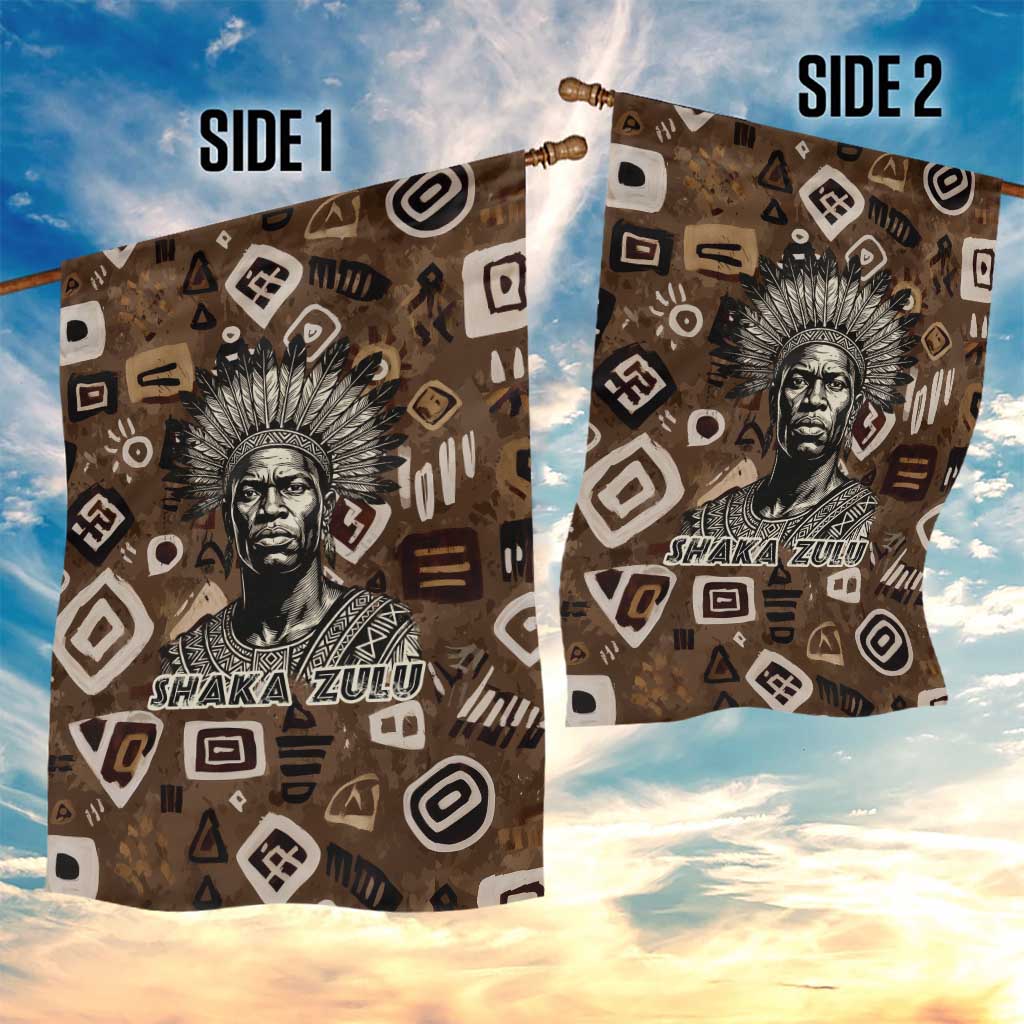 Shaka Zulu Garden Flag Monochrome Portrait Zulu Kingdom Heritage Unconquered Spirit Warrior Legacy Theme - African Pride