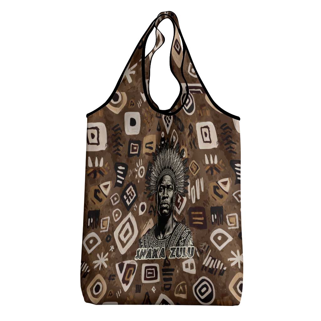 Shaka Zulu Grocery Bag Monochrome Portrait Zulu Kingdom Heritage Unconquered Spirit Warrior Legacy Theme - African Pride