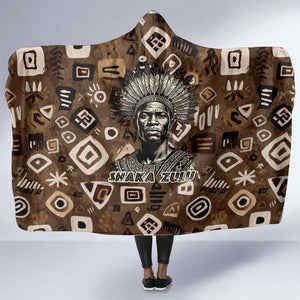 Shaka Zulu Hooded Blanket Monochrome Portrait Zulu Kingdom Heritage Unconquered Spirit Warrior Legacy Theme - African Pride