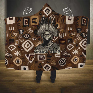 Shaka Zulu Hooded Blanket Monochrome Portrait Zulu Kingdom Heritage Unconquered Spirit Warrior Legacy Theme - African Pride