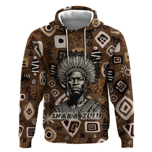Shaka Zulu Hoodie Monochrome Portrait Zulu Kingdom Heritage Unconquered Spirit Warrior Legacy Theme - African Pride