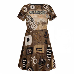 Shaka Zulu Kid Short Sleeve Dress Monochrome Portrait Zulu Kingdom Heritage Unconquered Spirit Warrior Legacy Theme - African Pride