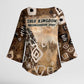 Shaka Zulu Kimono Sleeve Blouse Monochrome Portrait Zulu Kingdom Heritage Unconquered Spirit Warrior Legacy Theme - African Pride