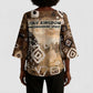 Shaka Zulu Kimono Sleeve Blouse Monochrome Portrait Zulu Kingdom Heritage Unconquered Spirit Warrior Legacy Theme - African Pride