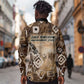 Shaka Zulu Long Sleeve Button Shirt Monochrome Portrait Zulu Kingdom Heritage Unconquered Spirit Warrior Legacy Theme - African Pride