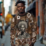 Shaka Zulu Long Sleeve Shirt Monochrome Portrait Zulu Kingdom Heritage Unconquered Spirit Warrior Legacy Theme - African Pride