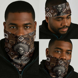 Shaka Zulu Neck Gaiter Monochrome Portrait Zulu Kingdom Heritage Unconquered Spirit Warrior Legacy Theme - African Pride