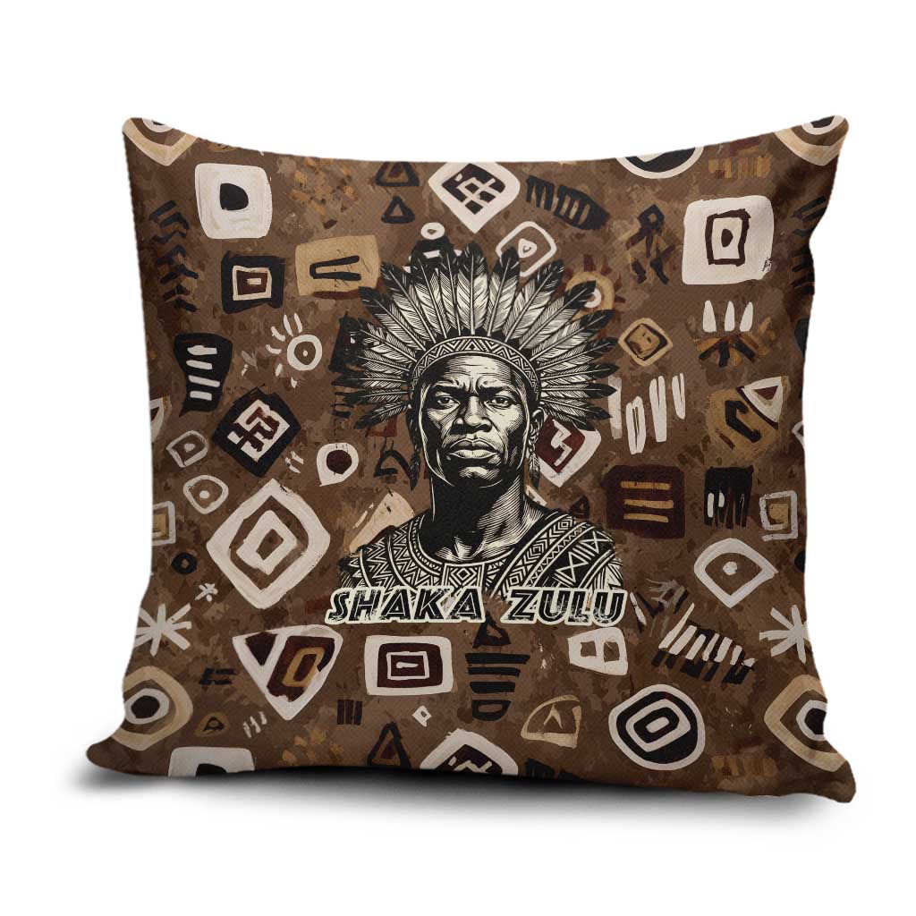 Shaka Zulu Pillow Cover Monochrome Portrait Zulu Kingdom Heritage Unconquered Spirit Warrior Legacy Theme - African Pride