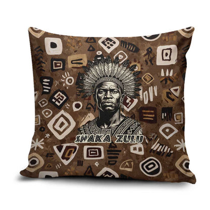 Shaka Zulu Pillow Cover Monochrome Portrait Zulu Kingdom Heritage Unconquered Spirit Warrior Legacy Theme - African Pride