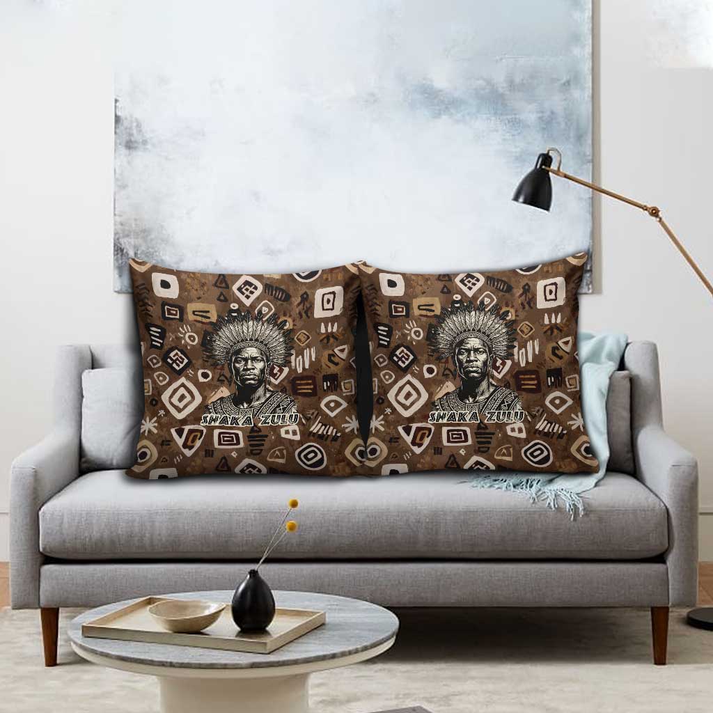 Shaka Zulu Pillow Cover Monochrome Portrait Zulu Kingdom Heritage Unconquered Spirit Warrior Legacy Theme - African Pride